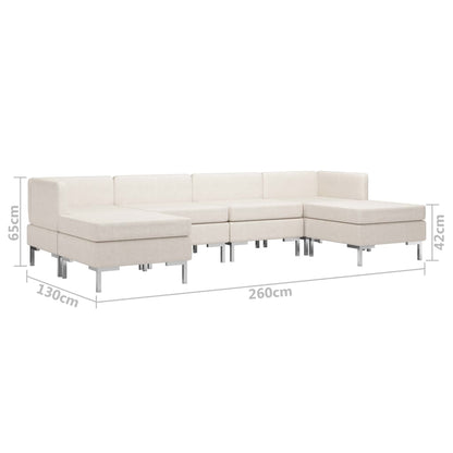6 Piece Sofa Set Fabric Cream