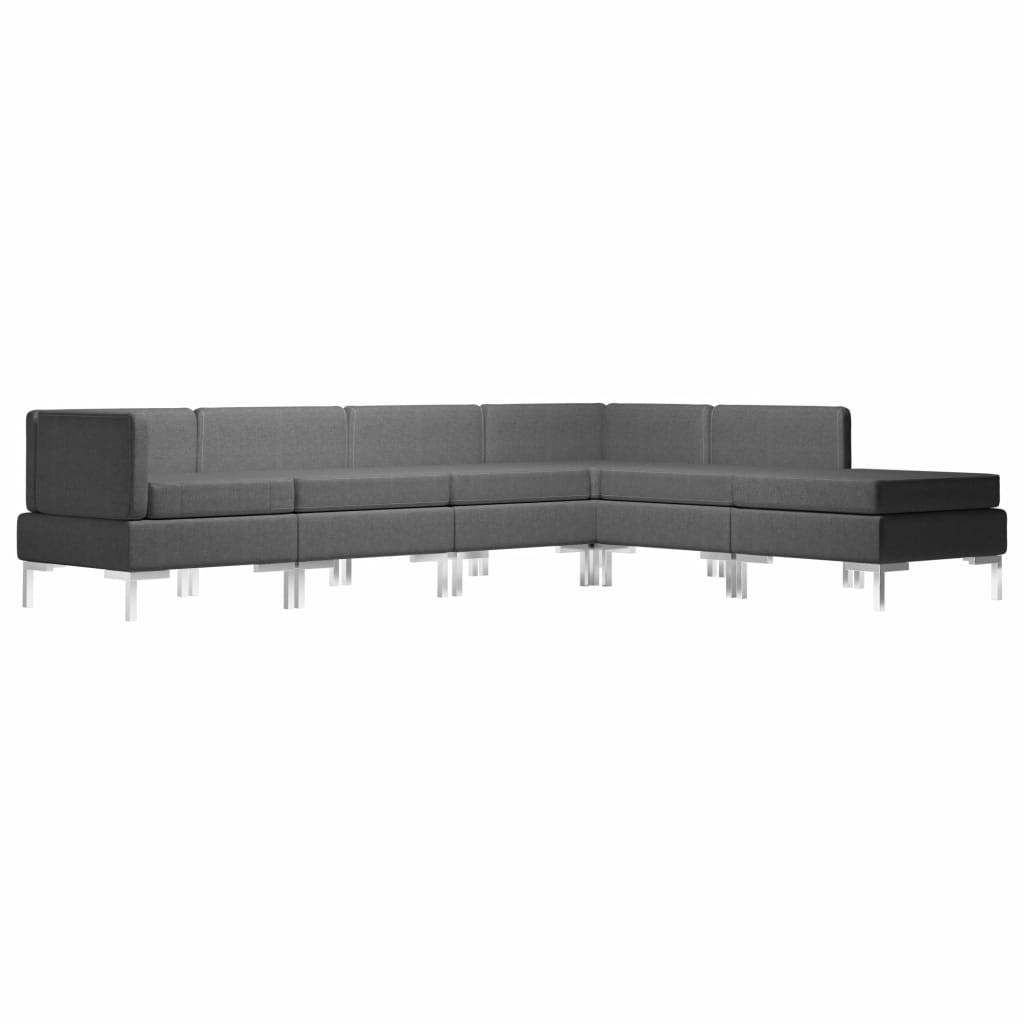 6 Piece Sofa Set Fabric Dark Grey