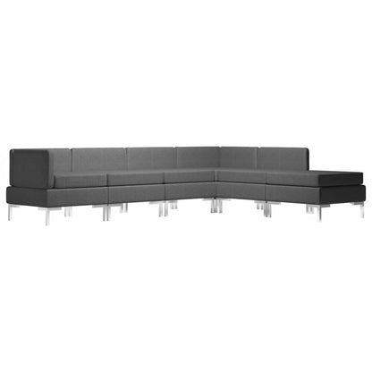 6 Piece Sofa Set Fabric Dark Grey