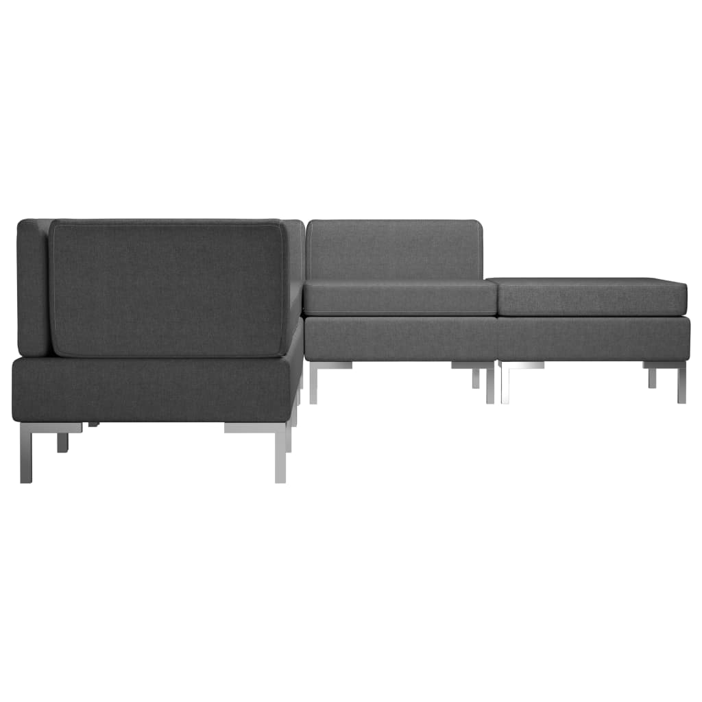 6 Piece Sofa Set Fabric Dark Grey