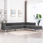 6 Piece Sofa Set Fabric Dark Grey