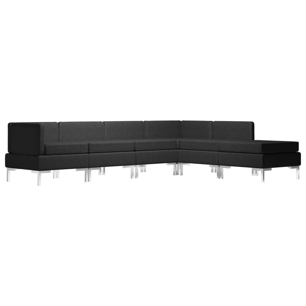 6 Piece Sofa Set Fabric Black