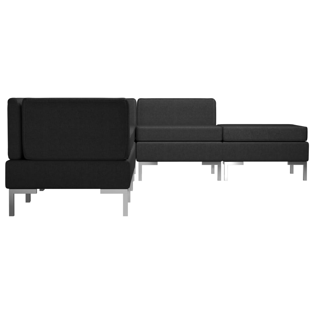 6 Piece Sofa Set Fabric Black
