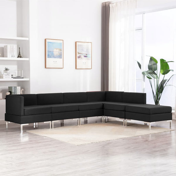  6 Piece Sofa Set Fabric Black