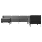 8 Piece Sofa Set Fabric Dark Grey