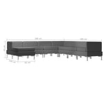8 Piece Sofa Set Fabric Dark Grey