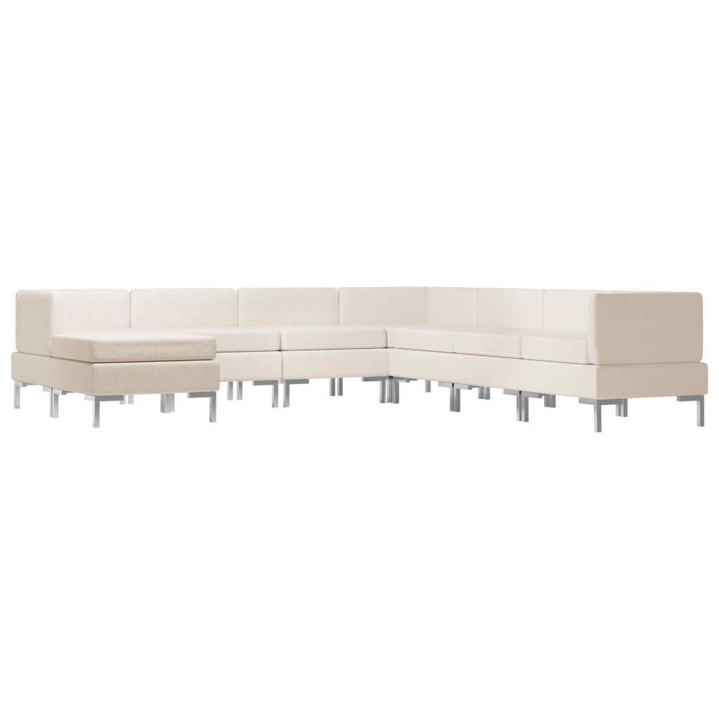 8 Piece Sofa Set Fabric Cream