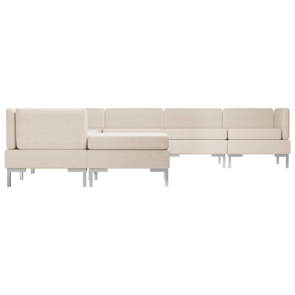 8 Piece Sofa Set Fabric Cream