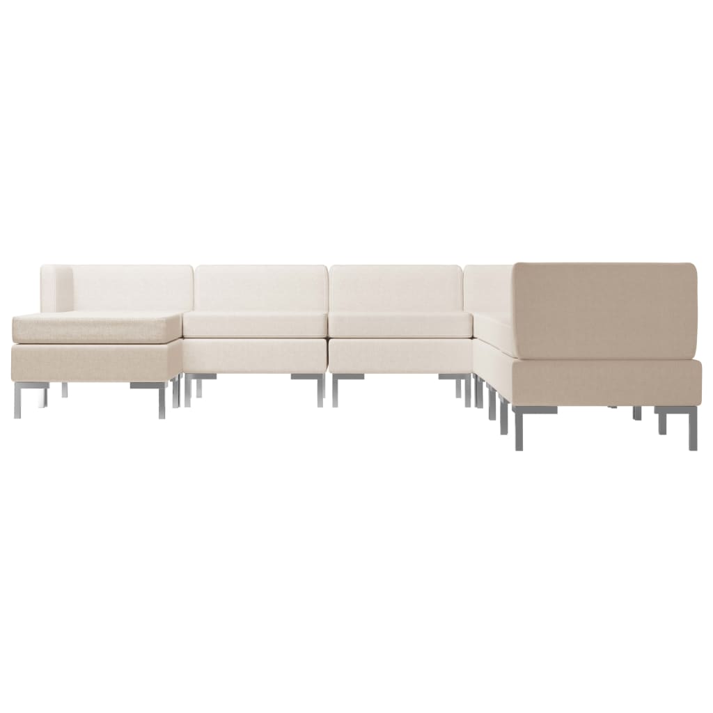 8 Piece Sofa Set Fabric Cream