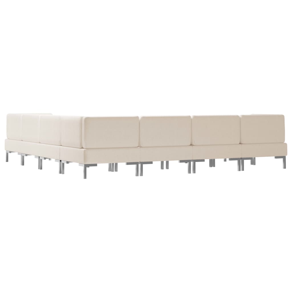 8 Piece Sofa Set Fabric Cream