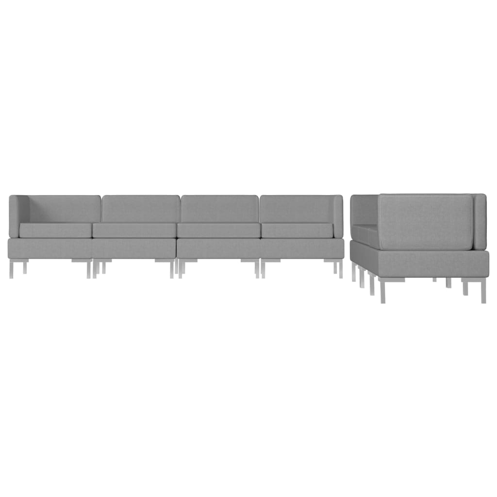 7 Piece Sofa Set Fabric Light Grey