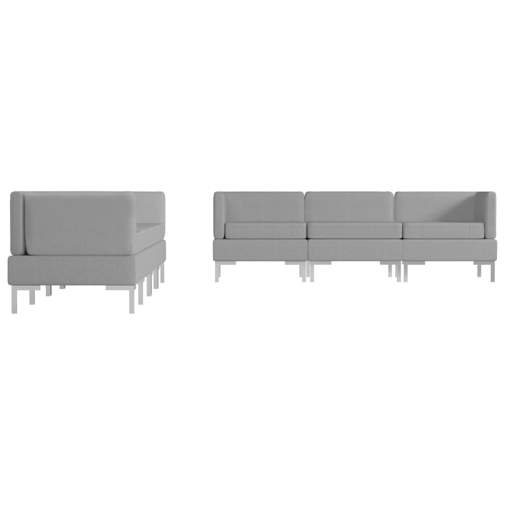 7 Piece Sofa Set Fabric Light Grey