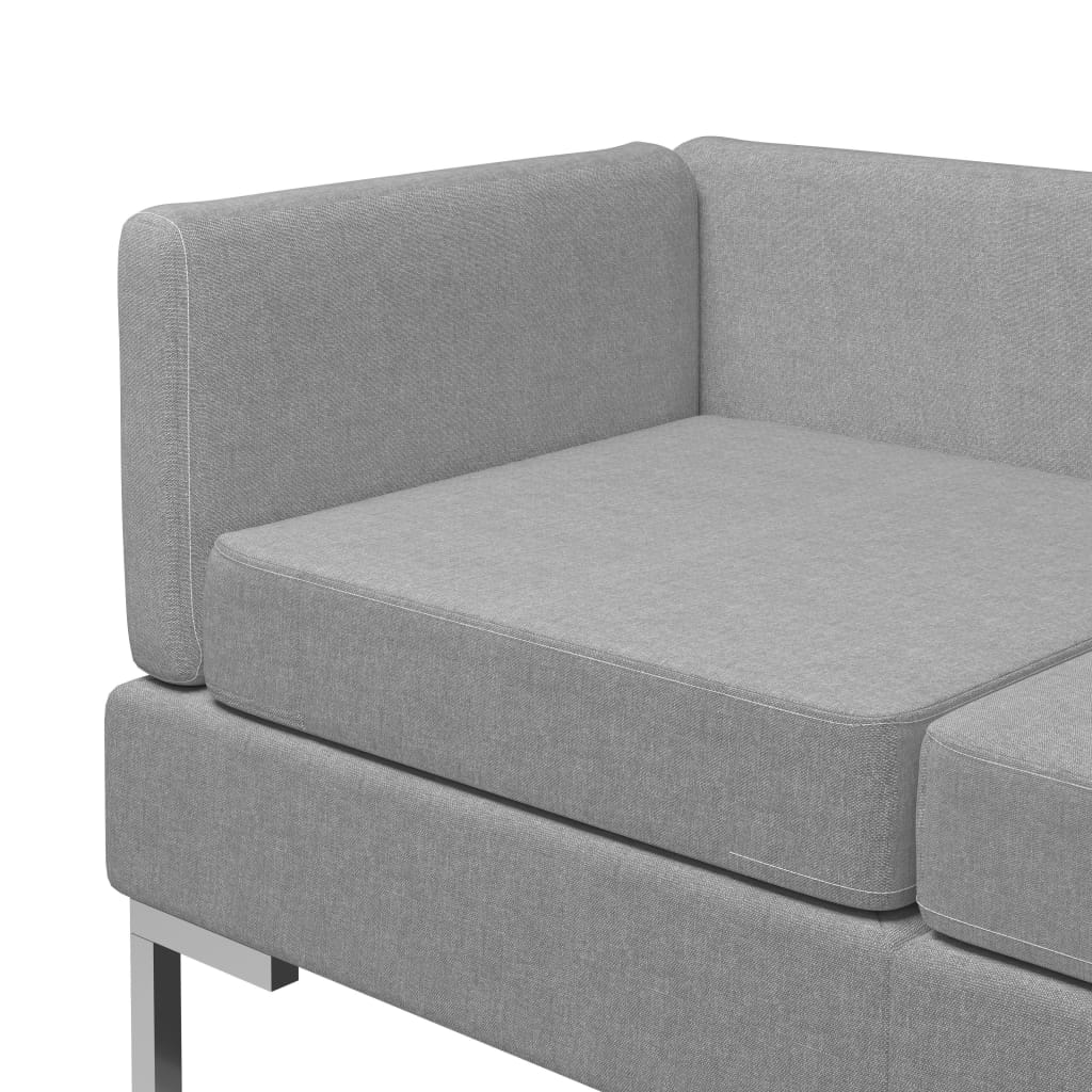 7 Piece Sofa Set Fabric Light Grey