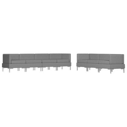 7 Piece Sofa Set Fabric Dark Grey