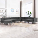 9 Piece Sofa Set Fabric Dark Grey