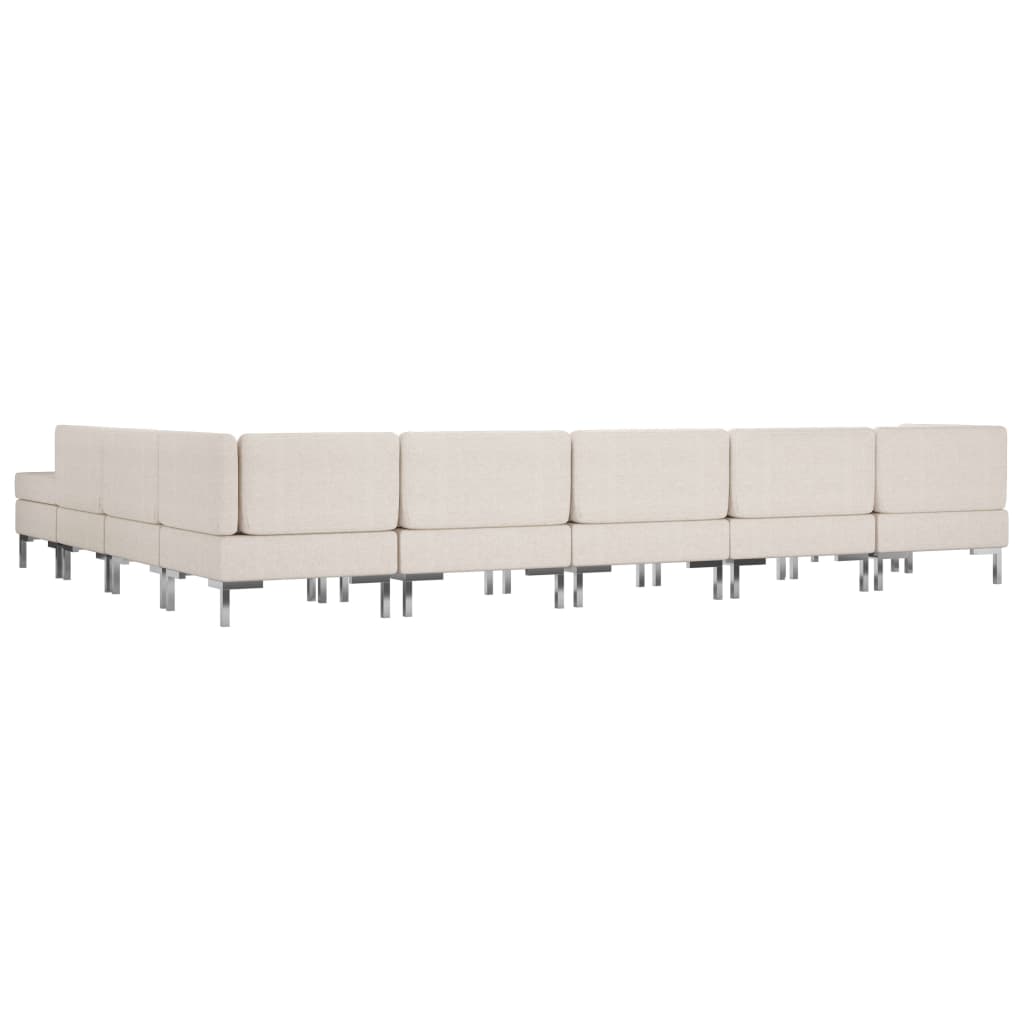 10 Piece Sofa Set Fabric Cream