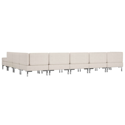 10 Piece Sofa Set Fabric Cream