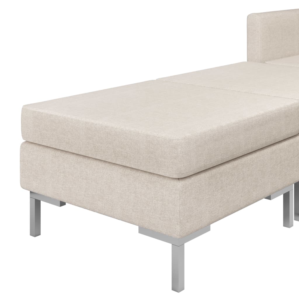 10 Piece Sofa Set Fabric Cream