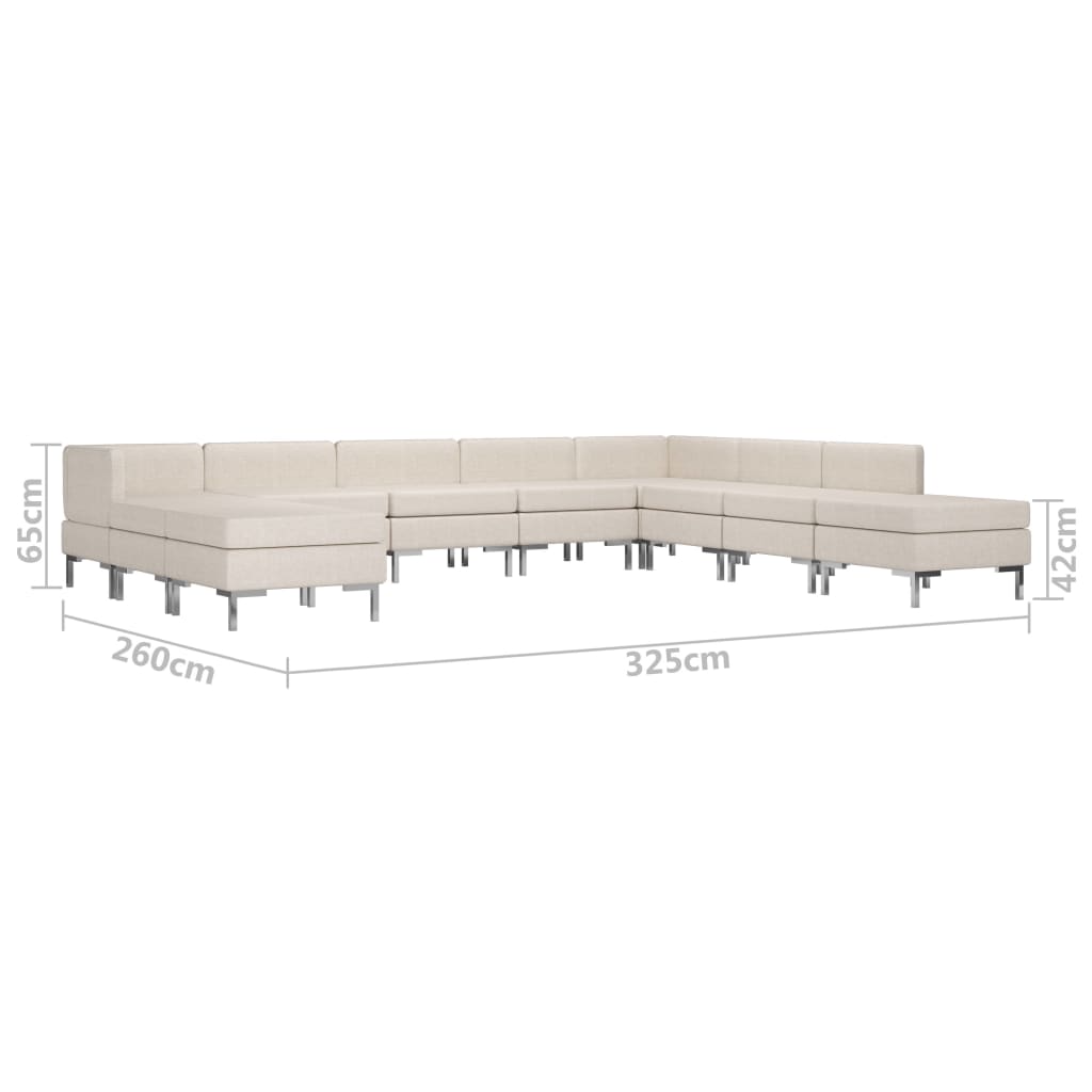 10 Piece Sofa Set Fabric Cream