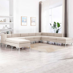10 Piece Sofa Set Fabric Cream