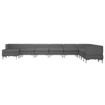 10 Piece Sofa Set Fabric Dark Grey