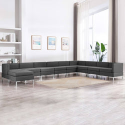 10 Piece Sofa Set Fabric Dark Grey
