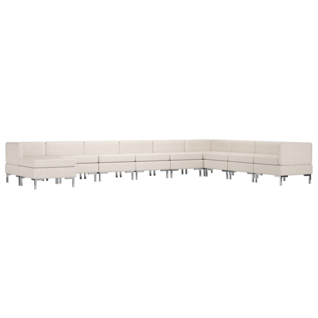 10 Piece Sofa Set Fabric Cream