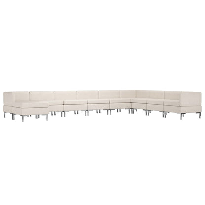 10 Piece Sofa Set Fabric Cream