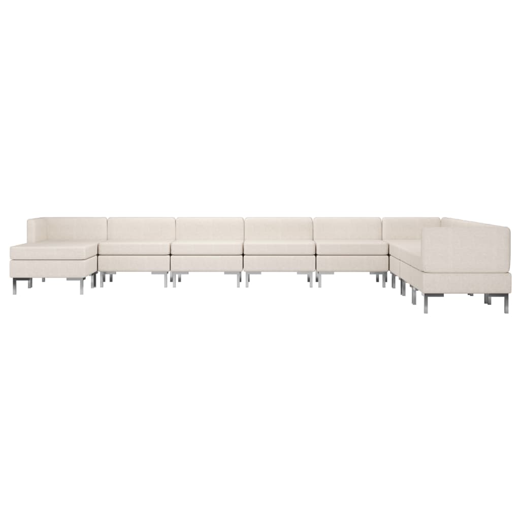 10 Piece Sofa Set Fabric Cream