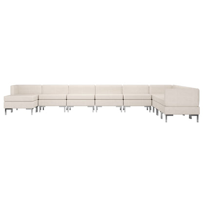 10 Piece Sofa Set Fabric Cream