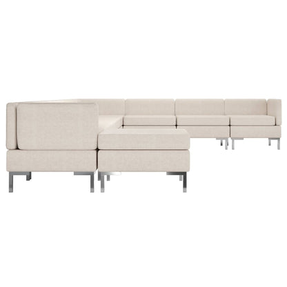 10 Piece Sofa Set Fabric Cream
