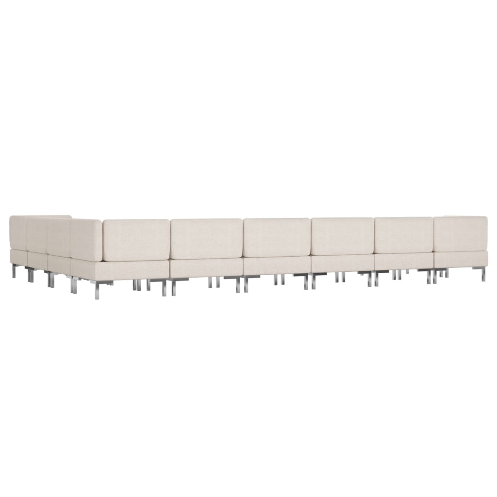 10 Piece Sofa Set Fabric Cream