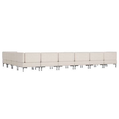 10 Piece Sofa Set Fabric Cream