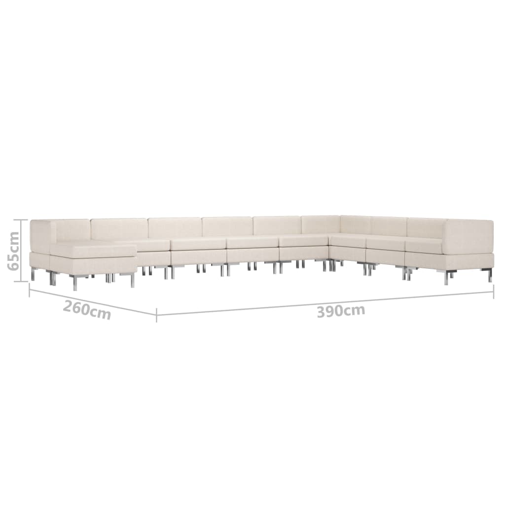 10 Piece Sofa Set Fabric Cream