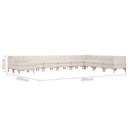 10 Piece Sofa Set Fabric Cream