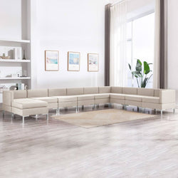 10 Piece Sofa Set Fabric Cream