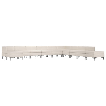 11 Piece Sofa Set Fabric Cream