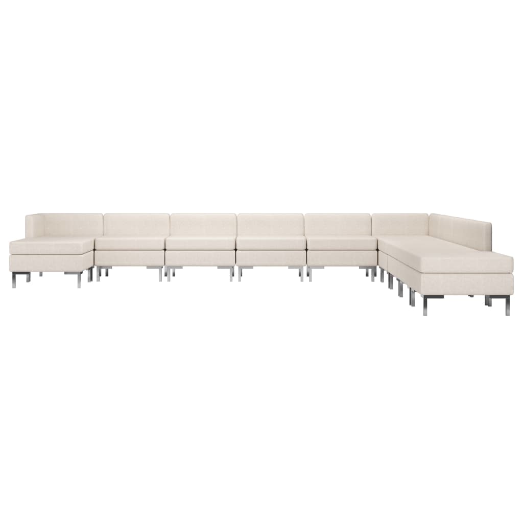 11 Piece Sofa Set Fabric Cream