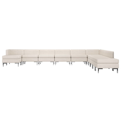 11 Piece Sofa Set Fabric Cream
