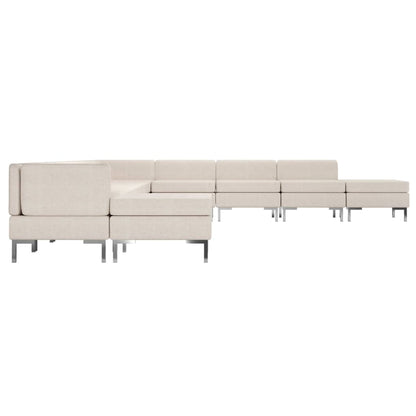 11 Piece Sofa Set Fabric Cream