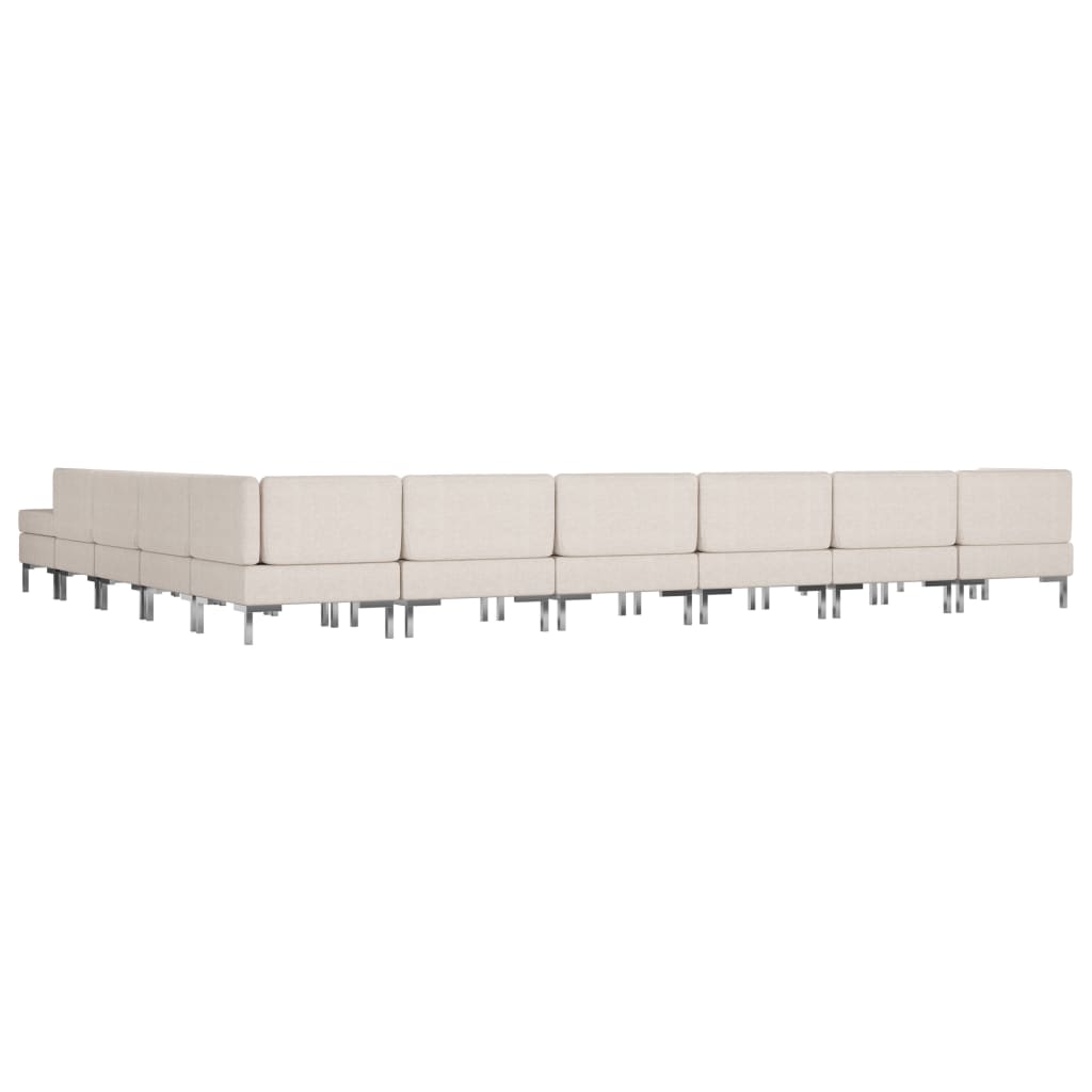 11 Piece Sofa Set Fabric Cream