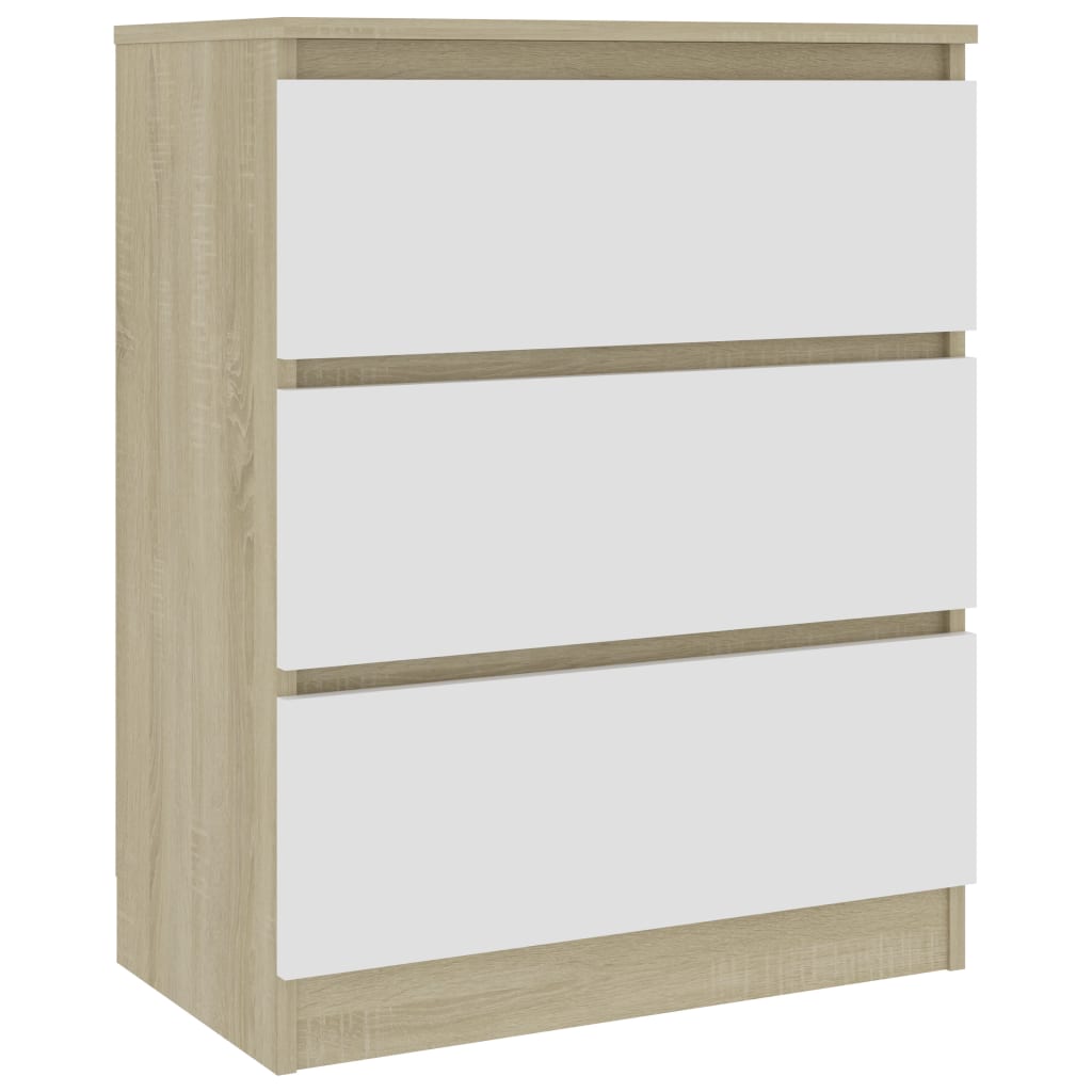Sideboard White and Sonoma 60x35x76 cm Chipboard