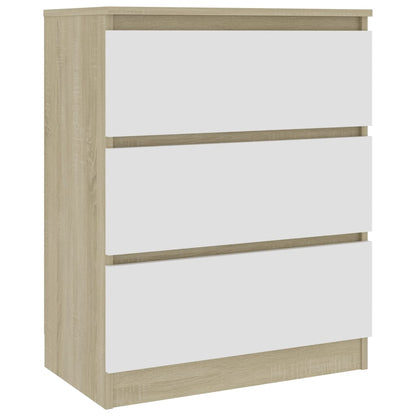 Sideboard White and Sonoma 60x35x76 cm Chipboard