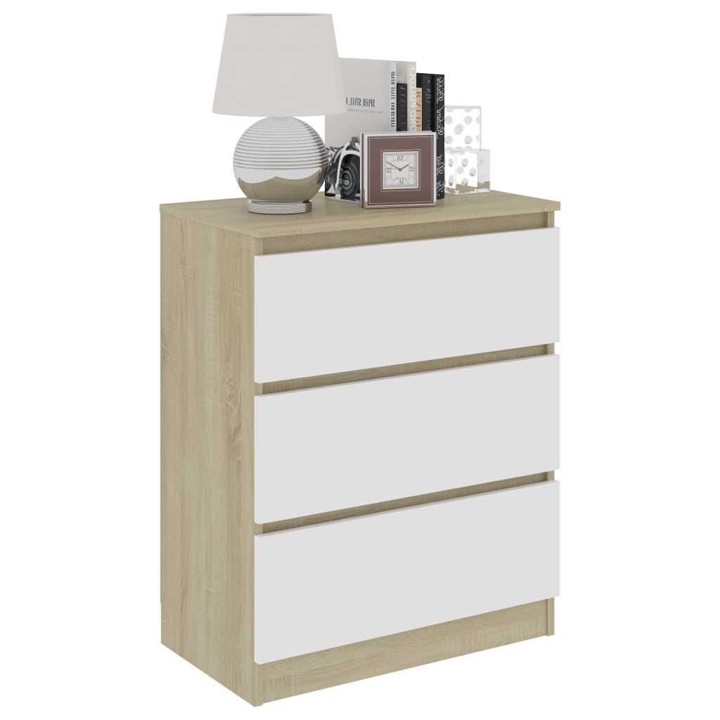 Sideboard White and Sonoma 60x35x76 cm Chipboard