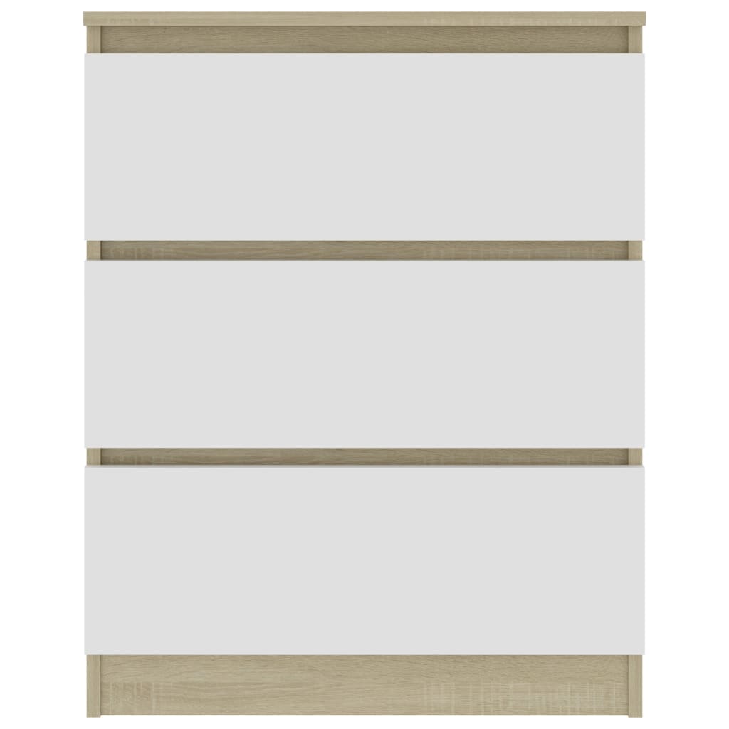 Sideboard White and Sonoma 60x35x76 cm Chipboard