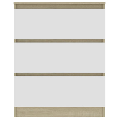 Sideboard White and Sonoma 60x35x76 cm Chipboard