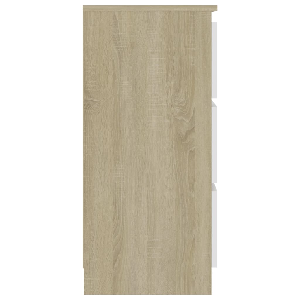 Sideboard White and Sonoma 60x35x76 cm Chipboard