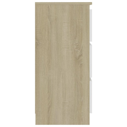 Sideboard White and Sonoma 60x35x76 cm Chipboard