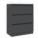 Sideboard High Gloss Grey 60x35x76 cm Chipboard