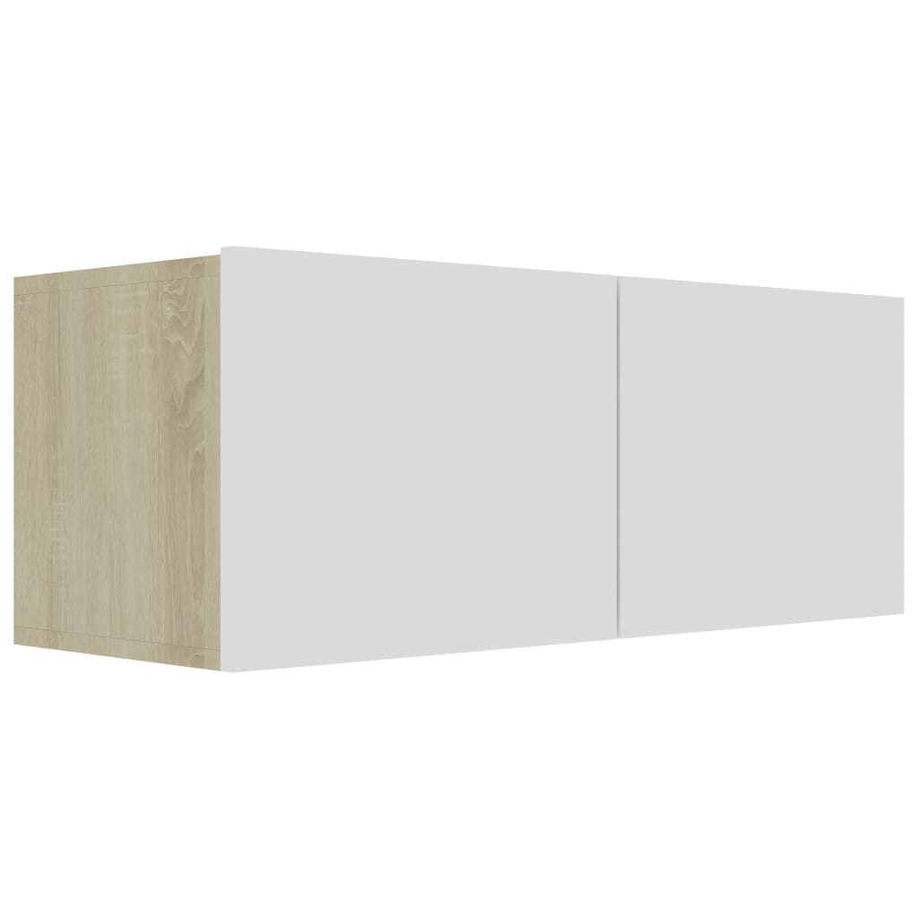 TV Cabinet White and Sonoma Oak 80x30x30 cm Chipboard